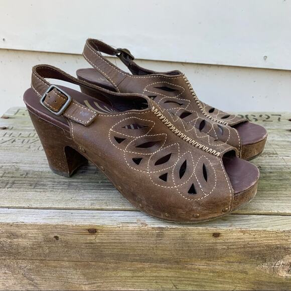 Dansko Rowena Butterfly Brown Leather Slingback Heels Size 40 - Picture 1 of 8
